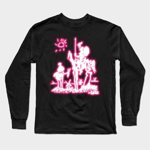 Pink Neon Inspired by Picasso Don Quichotte Long Sleeve T-Shirt by la chataigne qui vole ⭐⭐⭐⭐⭐